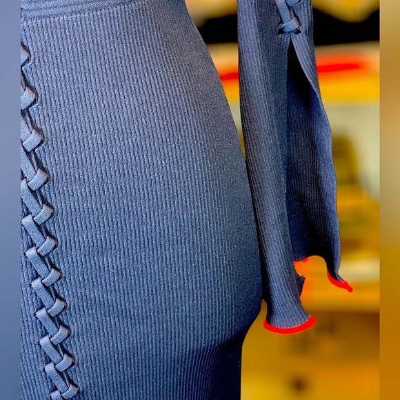 OPENING CEREMONY ~ Blue Ribbed Knit Criss-Cross Dress ~ And Those Sleeves! ~ S - Picture 9 of 11